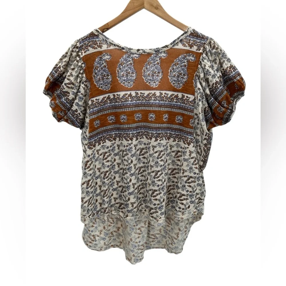 Free People Paisley Tee Slouchy Oversized Graphic Boho Festival T-Shirt Size XS